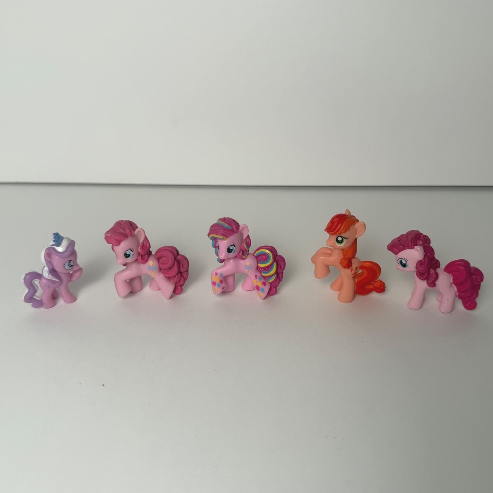 My Little Pony Mini Figure Lot Pinkie Pie Applejack 5 Piece Set Hasbro Toy Pvc